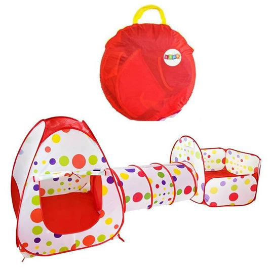 3-in-1 Portable Tent with Tunnel and Play Area for Kids